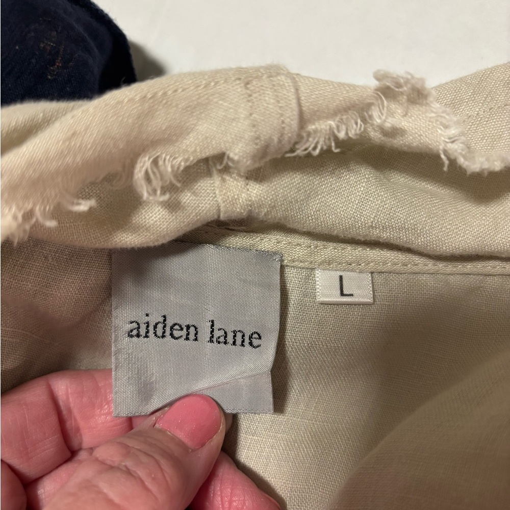LINEN Sleeveless Cowl Neck Women's Tunic- Neutral Beige - Picture 3 of 4